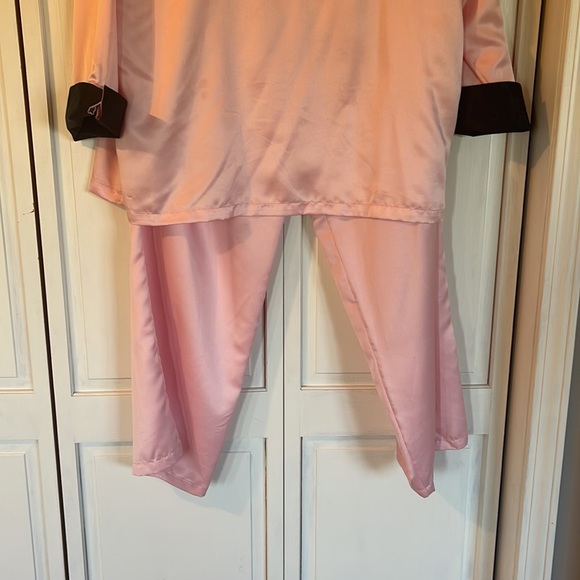 Valerie Stevens 2 piece silky pajama set pants and tops pink and black XL - Picture 7 of 12